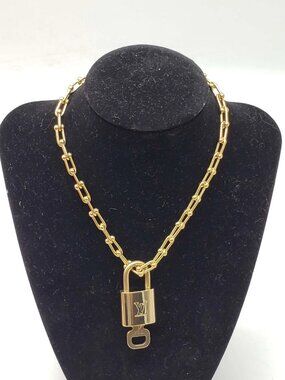 Gold-Plated Necklace with Authentic Louis Vuitton Padlock